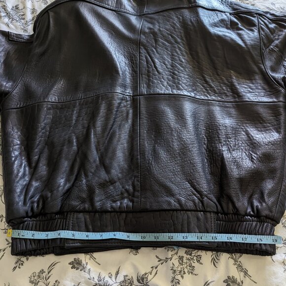 Black Leather Bomber Jacket - Picture 16 of 16